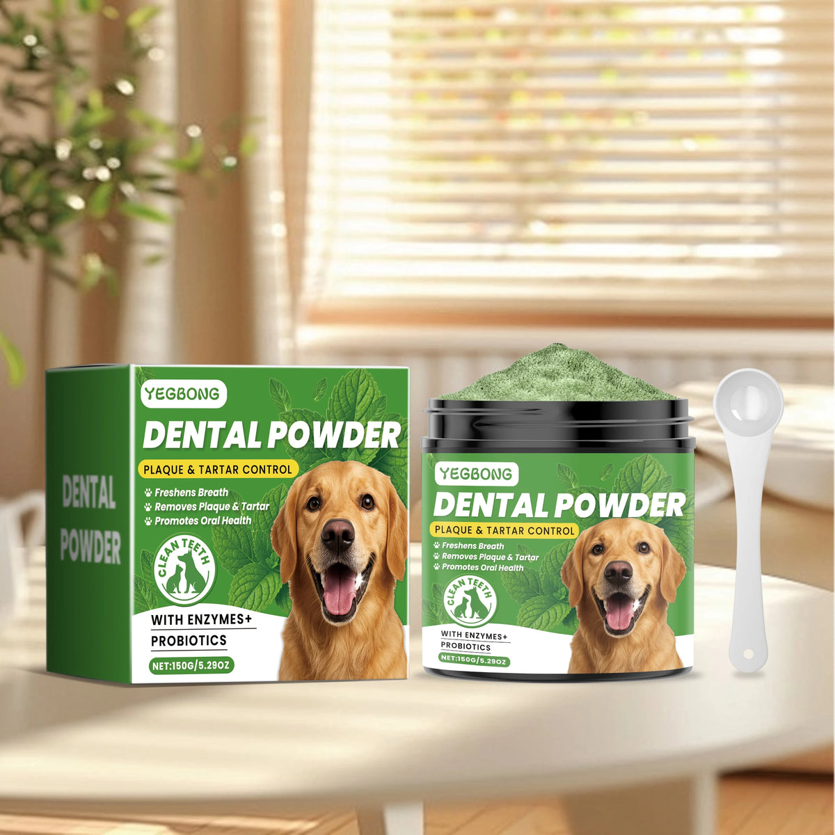 Pet Dental Powder for Dogs – Enzymes & Probiotics for Plaque, Tartar & Fresh Breath