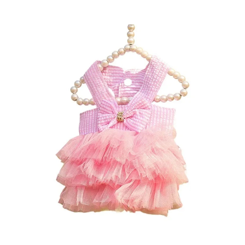 Vestido de Encaje a Rayas para Gatos y Perros
