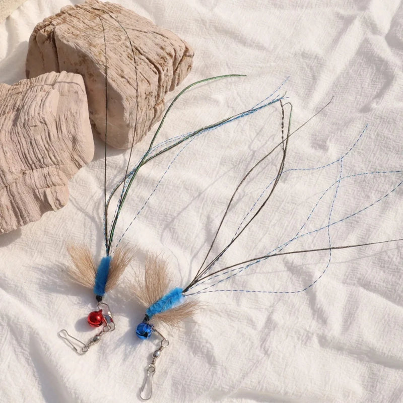 2-Pack Interactive Cat Teaser Wand with Feather Tassel