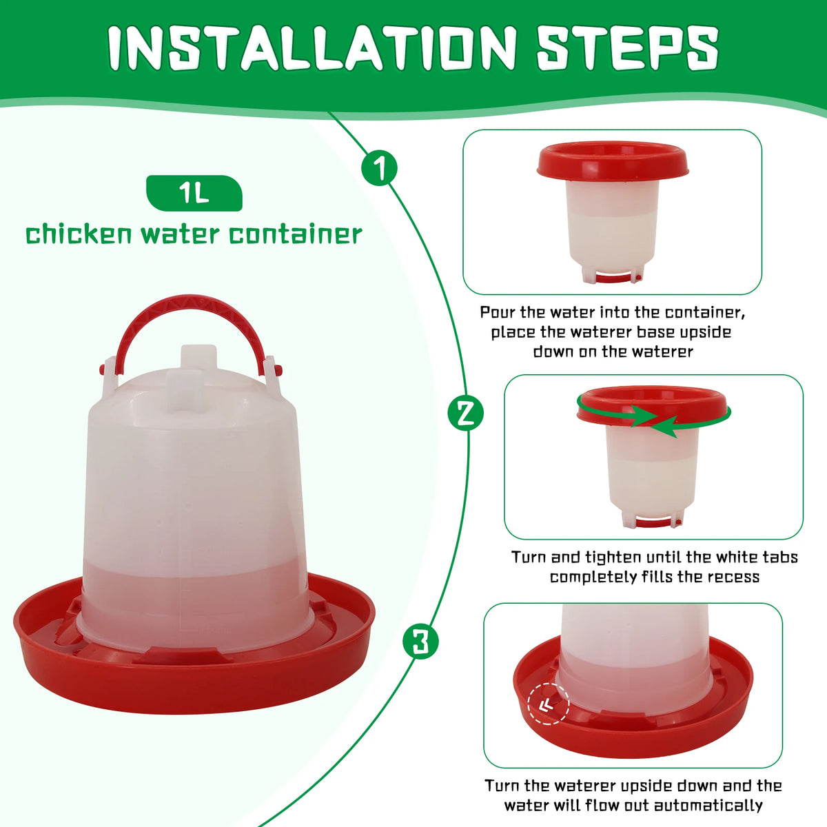 Automatic Poultry Feeder and Waterer Set