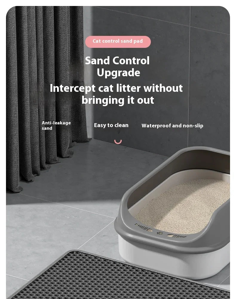 Double-Layer Waterproof Cat Litter Mat with Non-Slip Base
