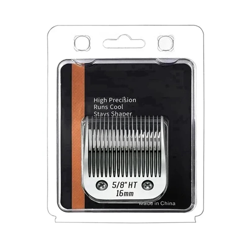A package containing a High Precision Runs Cool Stays Shaper blade for pet clipping, labeled 5/8" HT 16mm.