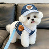 Denim Dog Harness and Leash Set with Matching Hat