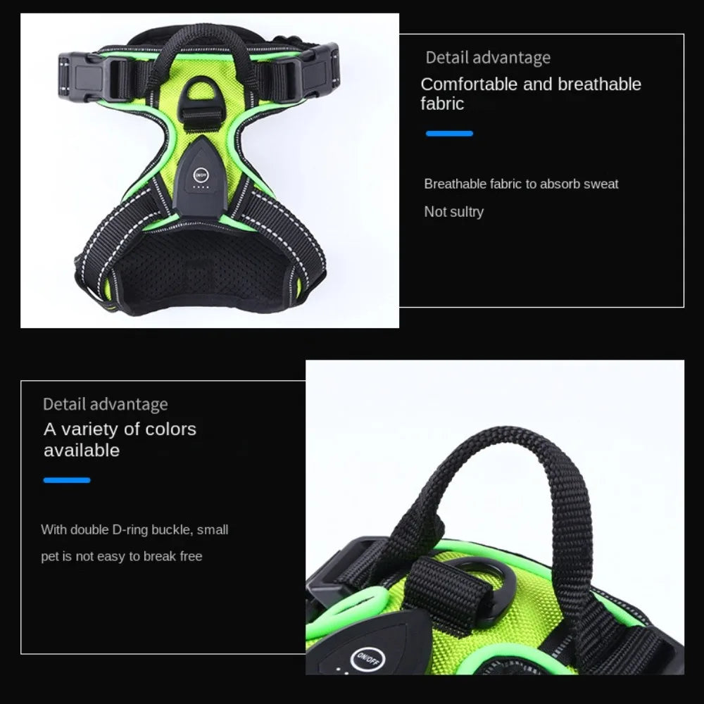 Rechargeable LED Dog Harness with Reflective Strips