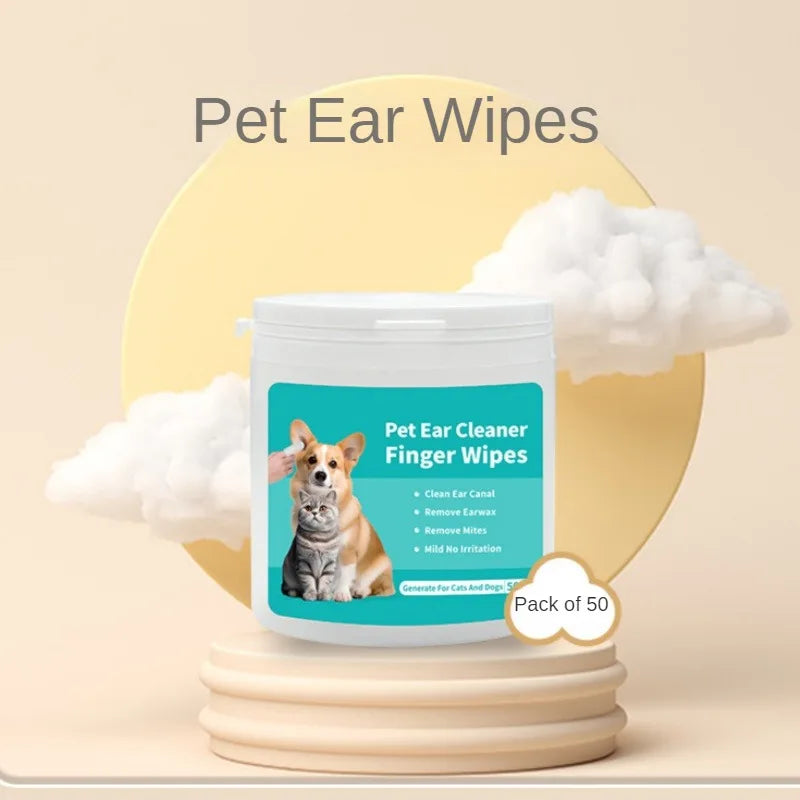 Gentle Disposable Pet Ear Cleaning Finger Wipes for Dogs & Cats