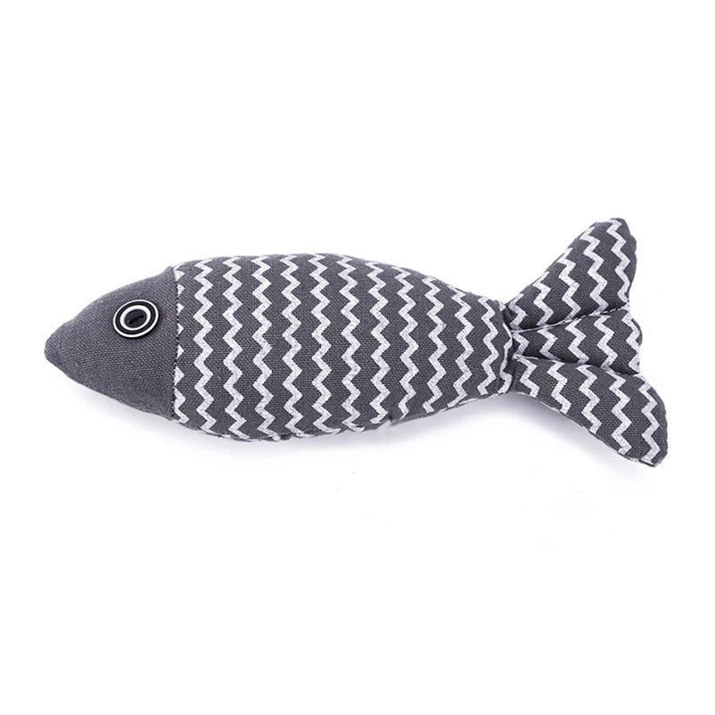 Interactive Linen Fish Cat Toy - Bite-Resistant & Dental Chew Plush