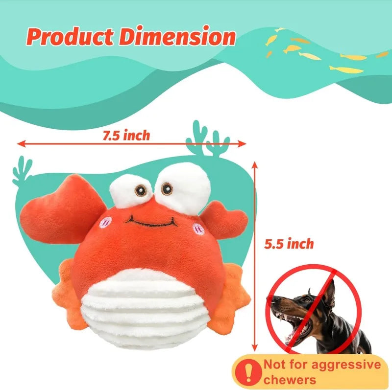 Interactive Crab Plush Toy with Motion-Activated Ball for Dogs