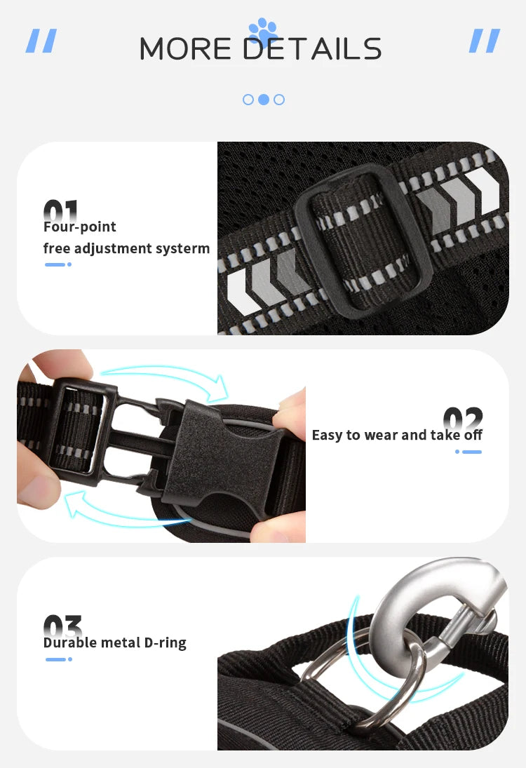 Reflective No-Pull Dog Harness with Quick-Release Buckles