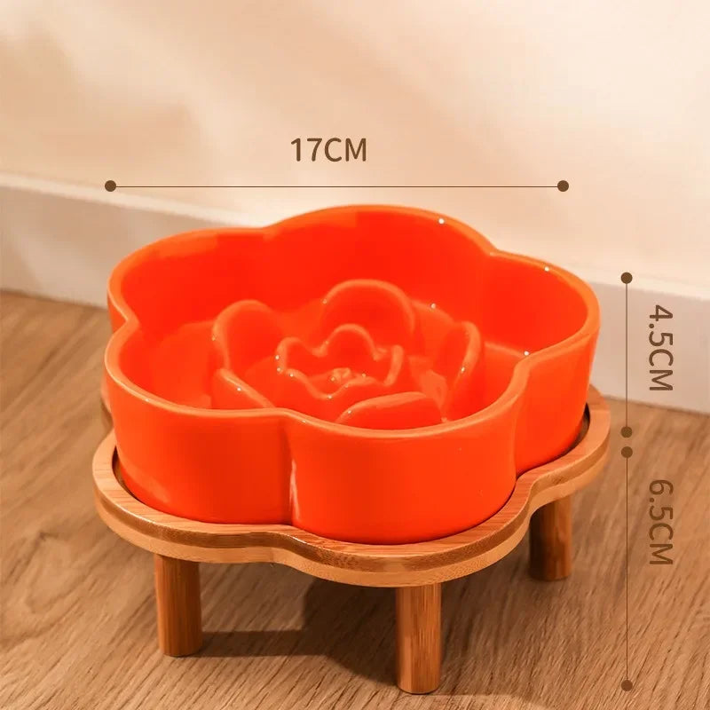 Ceramic Slow Feeder Bowl for Cats and Small Dogs