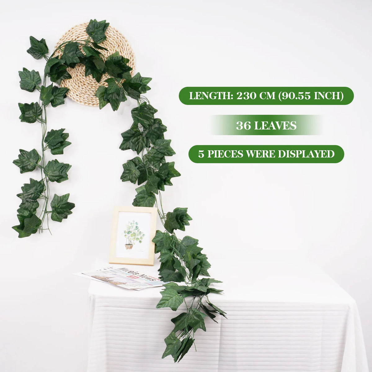 Artificial Ivy Vine Garland – 2.3m Hanging Silk Leaf Decor