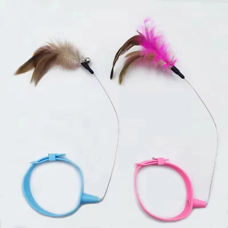 360° Rotating Feather Cat Teaser Wand with Bell