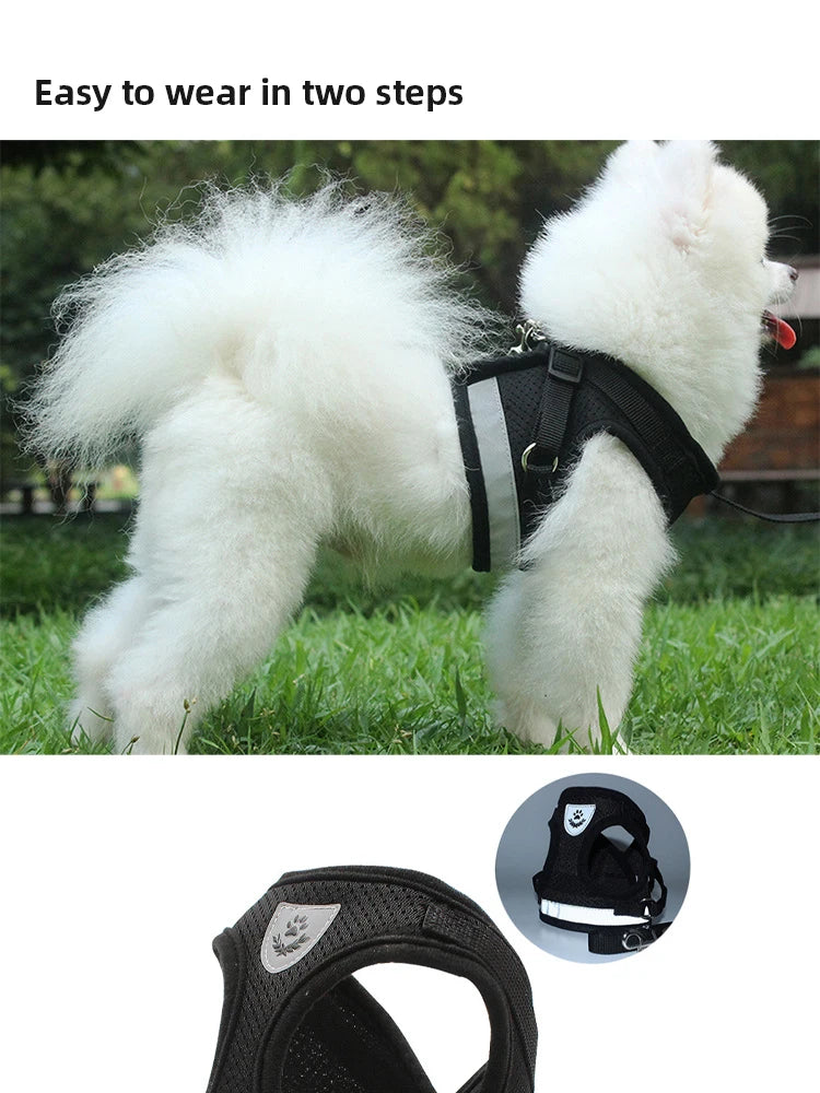 Reflektierendes Mesh-Hundegeschirr mit Leine