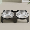 Stainless Steel Anti-Tip Cat & Dog Bowl with Double Compartments
