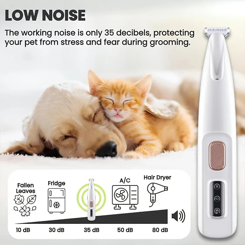 Rechargeable USB Pet Paw Trimmer – Quiet Hair Clipper for Cats and Dogs