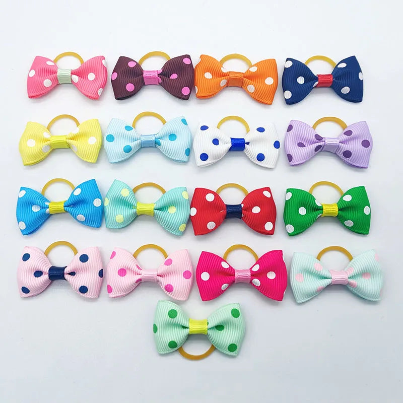 Pet Hair Bows with Elastic Bands (100-Pack)