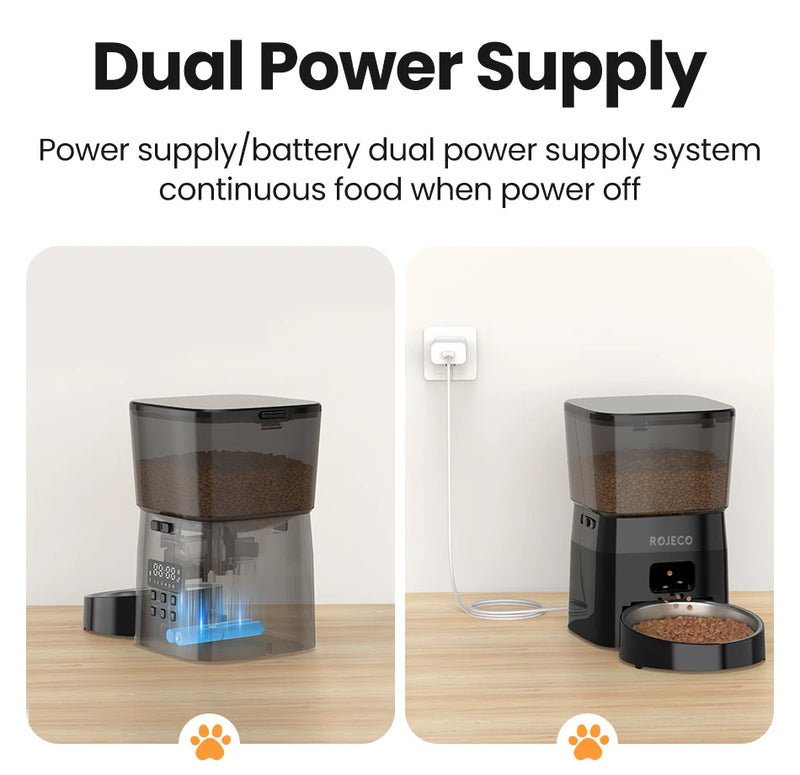 Distributeur de nourriture automatique pour animaux avec commande par bouton