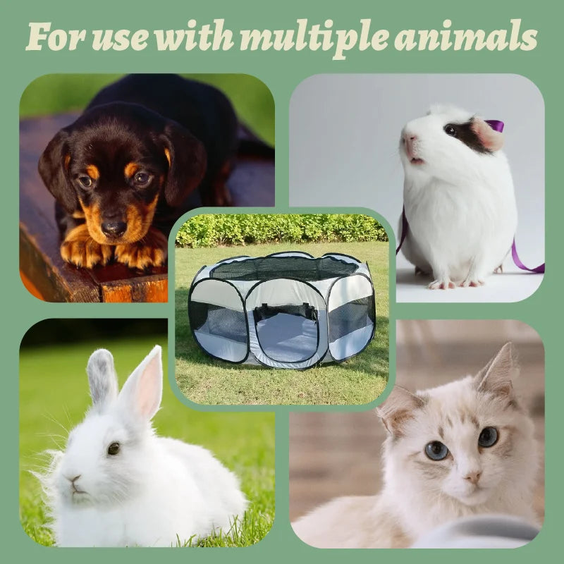 Foldable Small Pet Playpen with Cover for Indoor and Outdoor Use