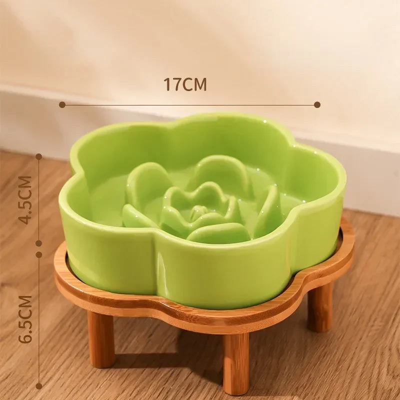 Ceramic Slow Feeder Bowl for Cats and Small Dogs