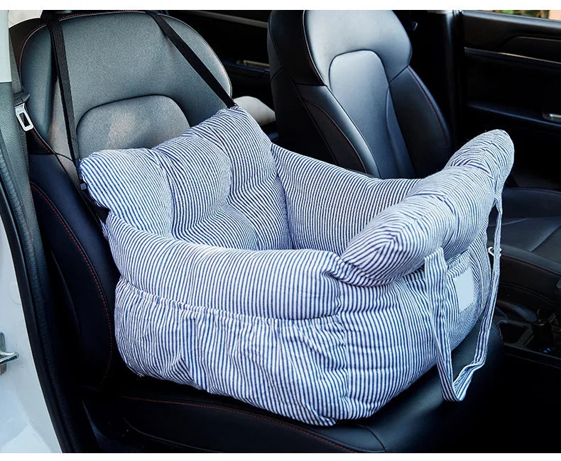 Dog Car Seat with Safety Belt – Non-Slip, Washable Travel Bed for Small Dogs