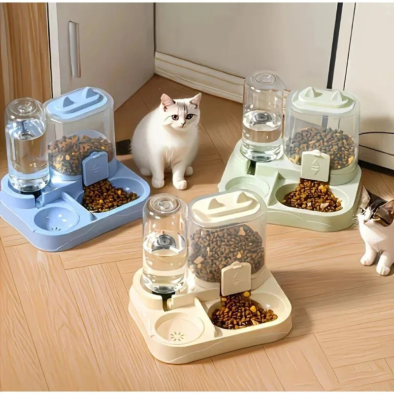 2-in-1 Pet Water and Food Dispenser with Dual Bowls
