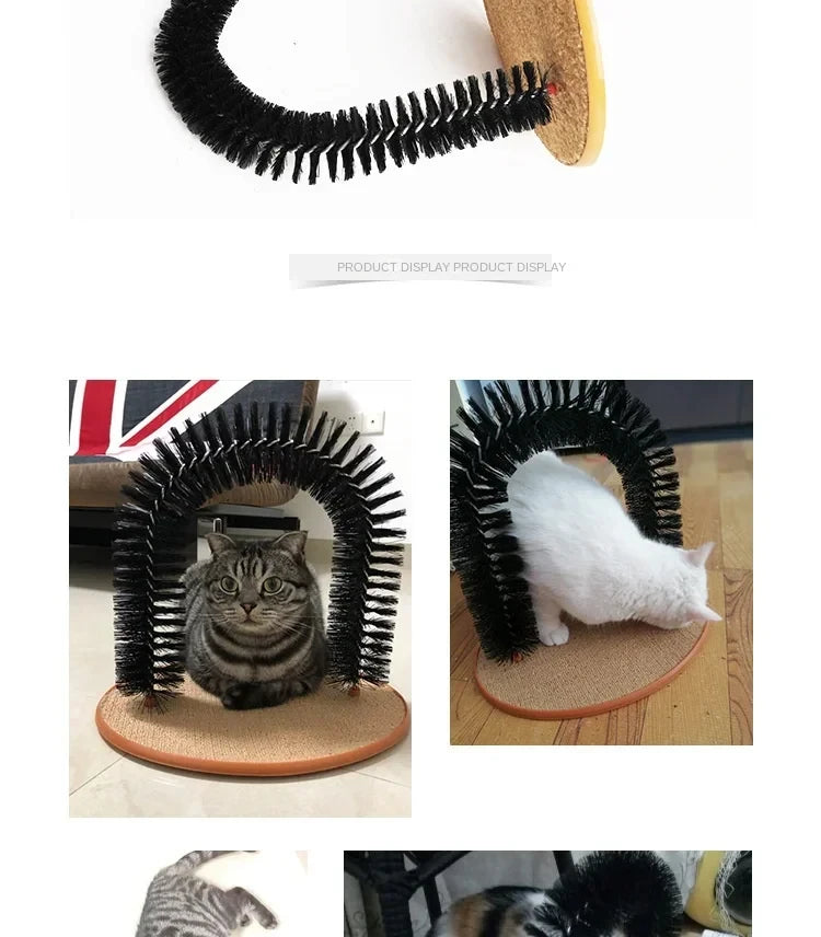 Archet de Toilette pour Chat avec Brosse Massage et Panneau à Griffer