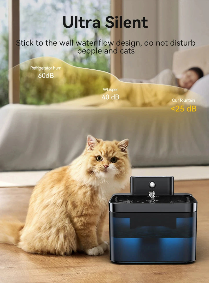 Wireless Cat Water Fountain with Infrared Sensor and 2600mAh Battery