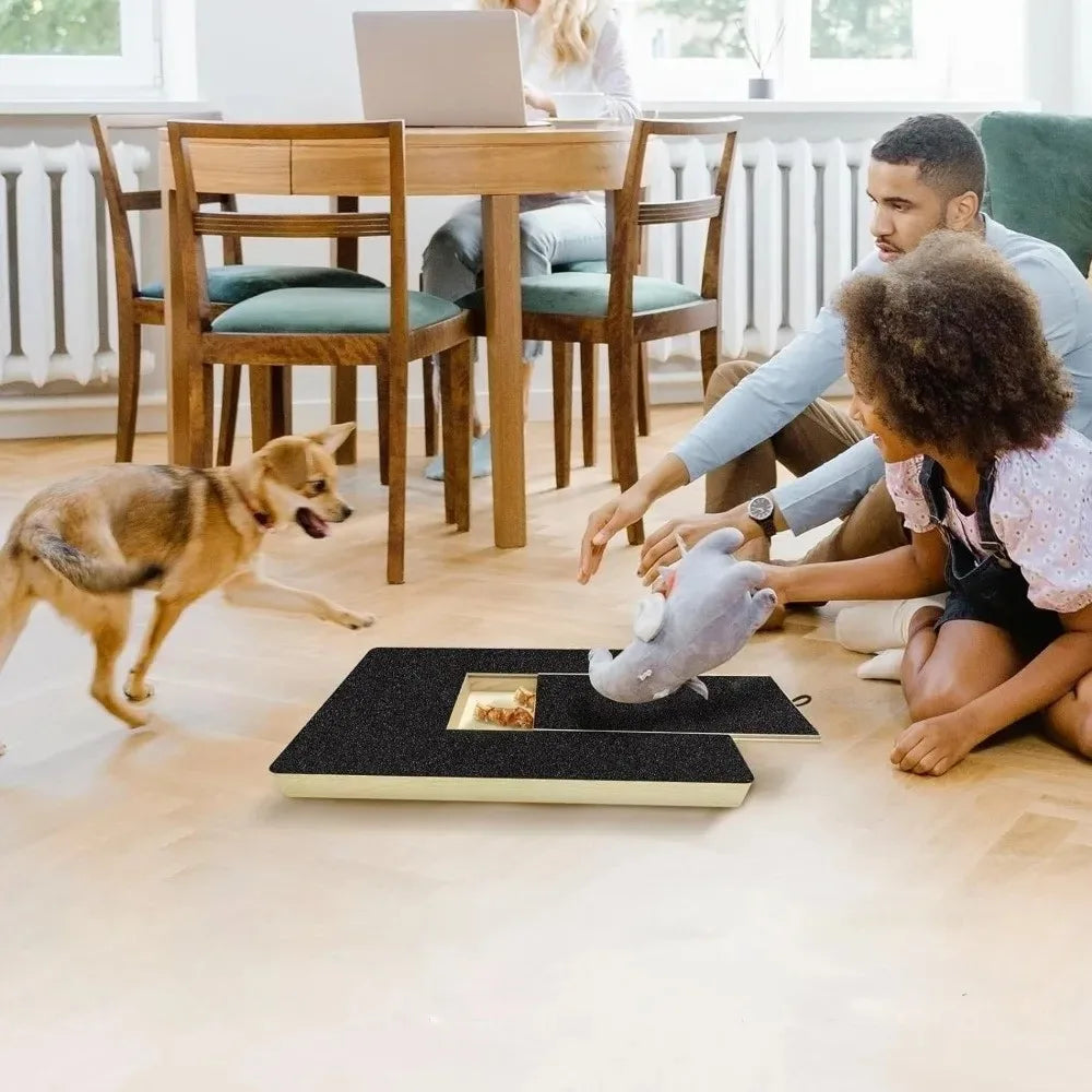 Wooden Dog Nail Scratching Board with Built-in Treat Box