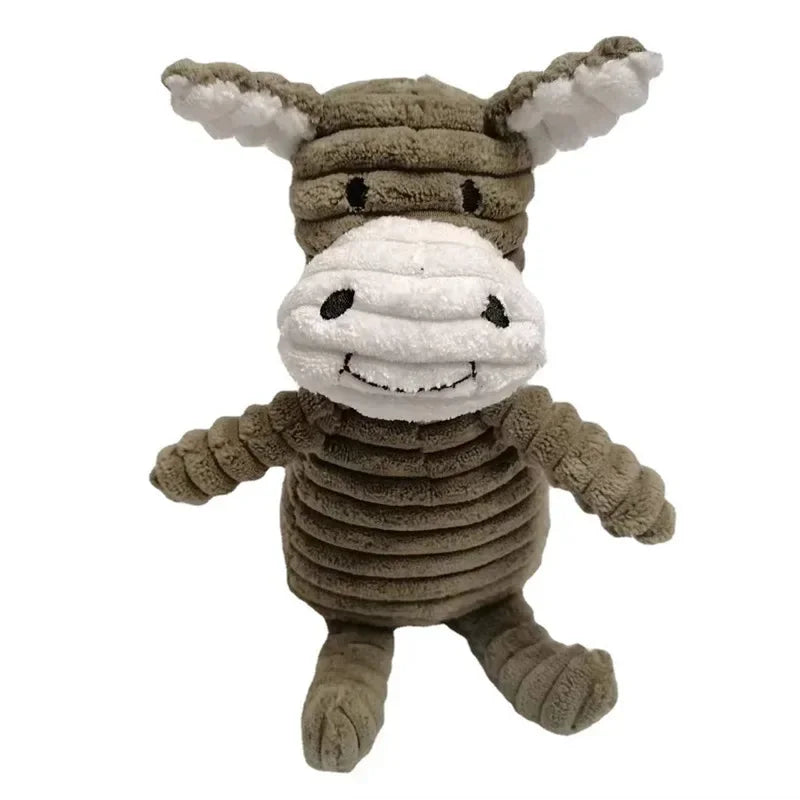 Corduroy Squeaky Plush Dog Toy - Bite-Resistant Animal Shapes