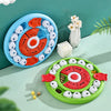Two colorful interactive puzzle slow feeder bowls for pets, one blue and one green, with various shapes and textures.