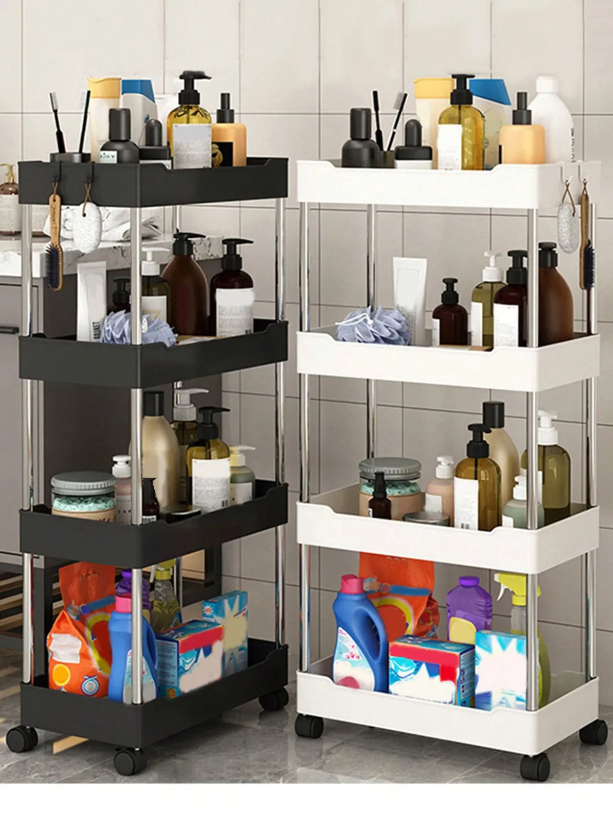 Rolling Utility Storage Cart with 3/4 Tiers