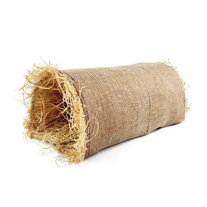 A roll of natural grass used as a tunnel hideout for small pets.