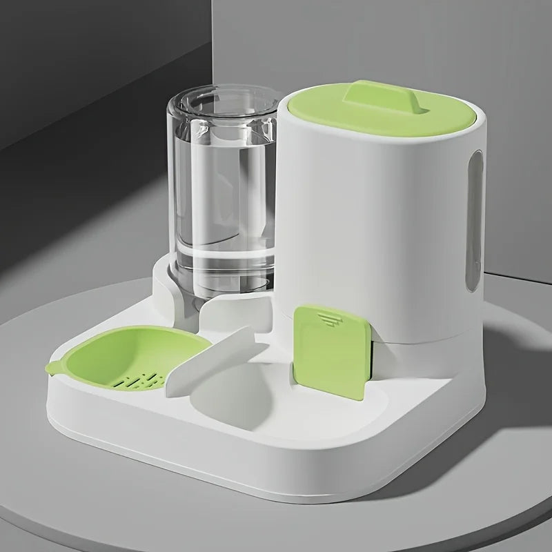 Gravity-Fed Cat Water Dispenser & Feeder with Spill-Proof Design
