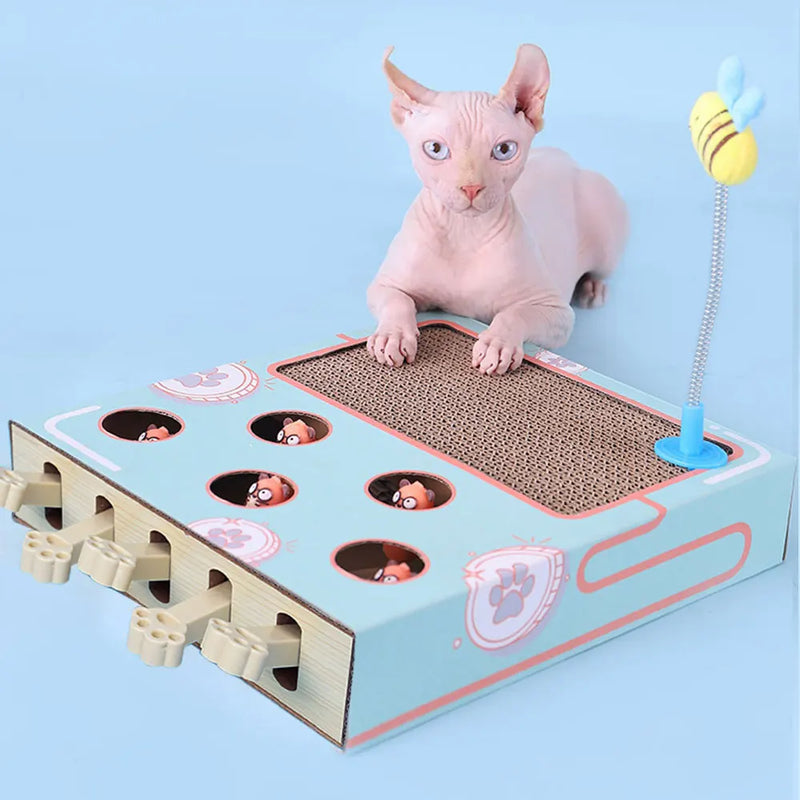 Whack-a-Mole Cat Scratching Board Toy - Interactive Fun