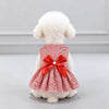 Striped Bow Pet Dress with Elastic Waistband