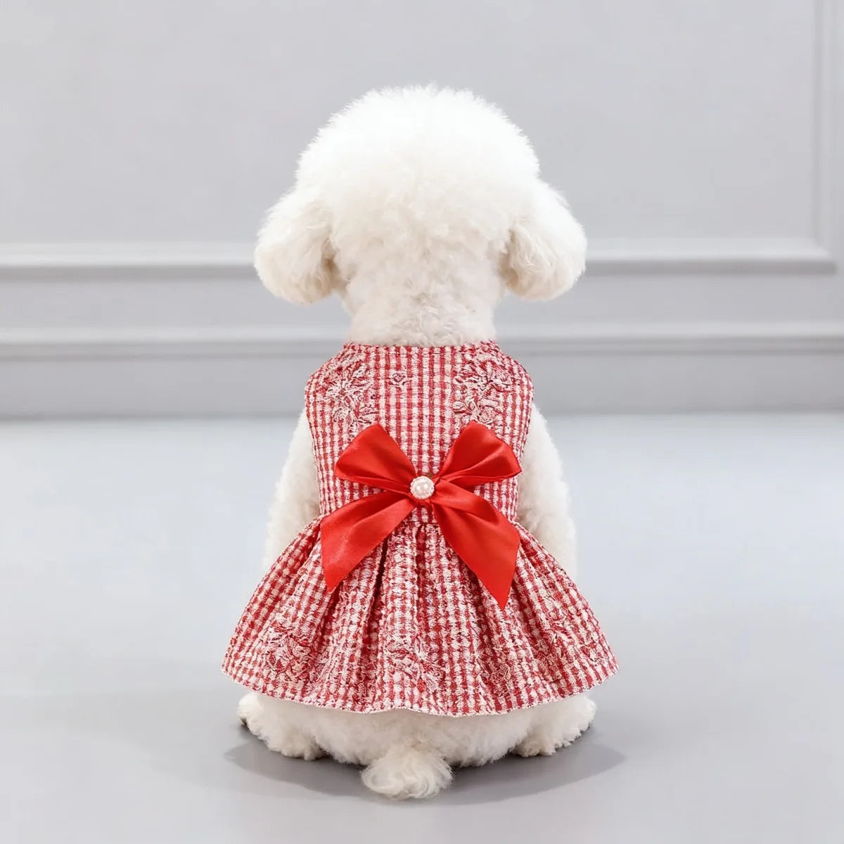 Striped Bow Pet Dress with Elastic Waistband