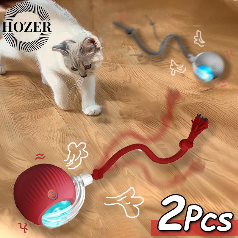 Interactive Rolling Cat Toy with Faux Tail