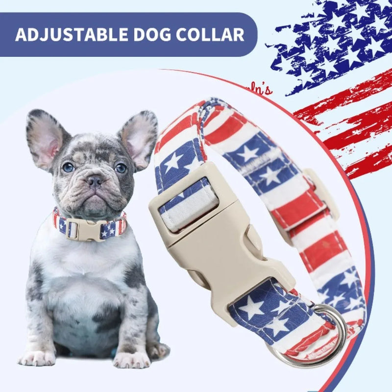 Soft Cotton Patriotic Dog Collar