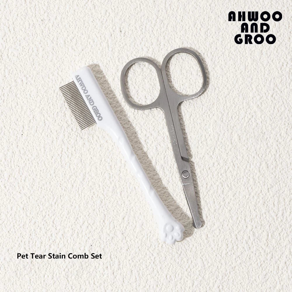 Pet Facial Grooming Kit – Tear Stain Comb & Safety Scissors