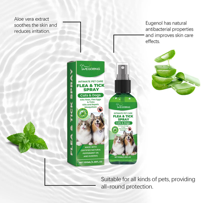 Spray Natural Antipulgas y Garrapatas para Gatos y Perros