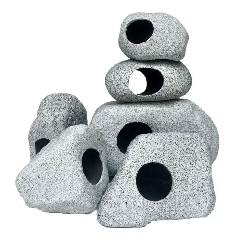 Ceramic Aquarium Cave Decor for Cichlids & Shrimp