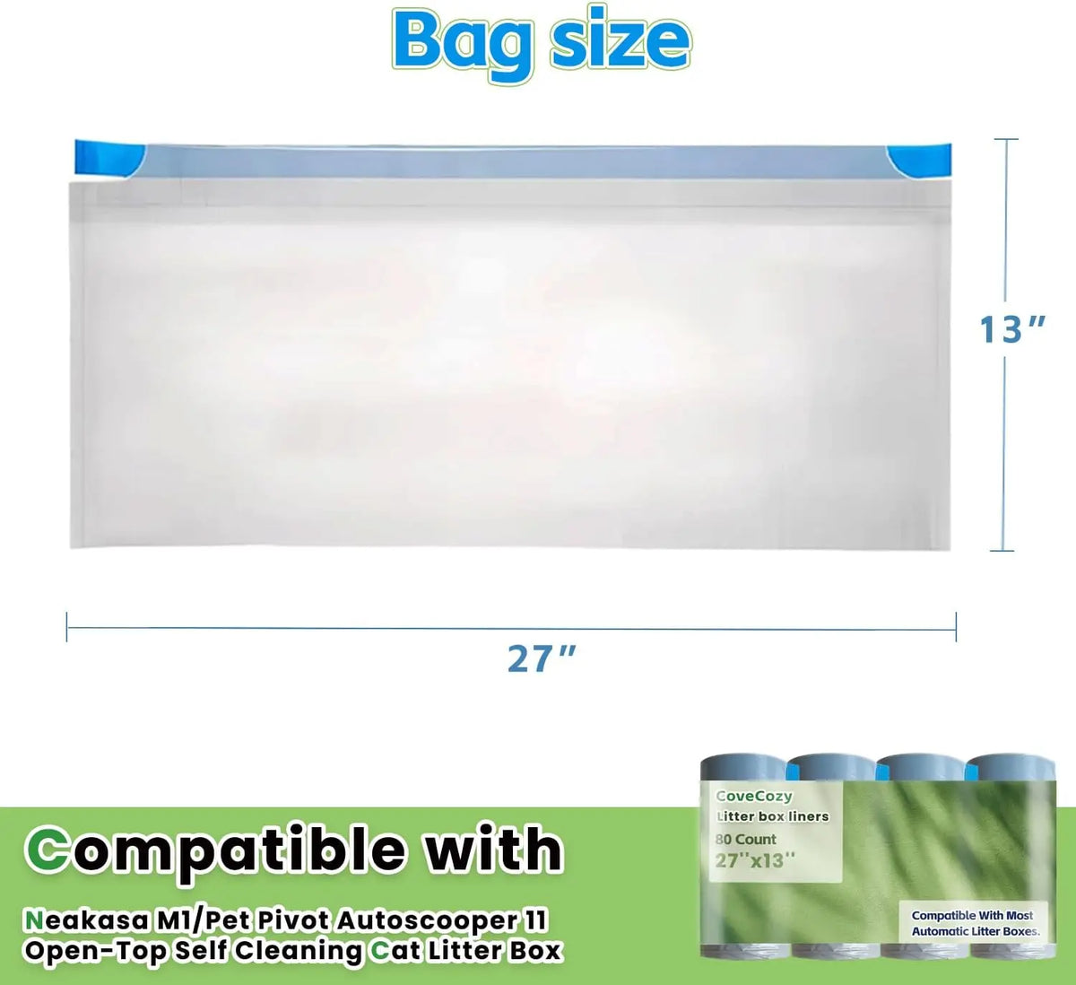 Drawstring Cat Litter Box Liners for Self-Cleaning Litter Boxes