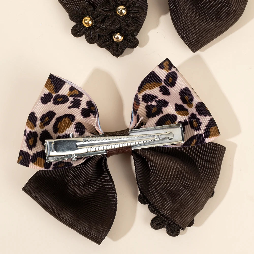 Leopard Bow Hair Clips for Girls - Set of 2
