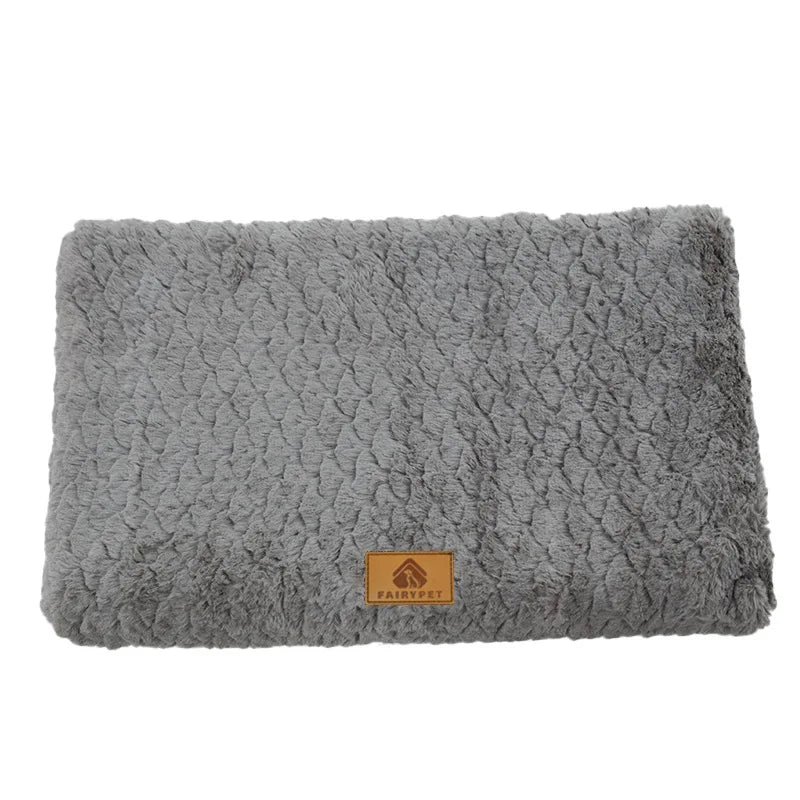 Lit orthopédique gris pour chien avec housse en fausse fourrure amovible