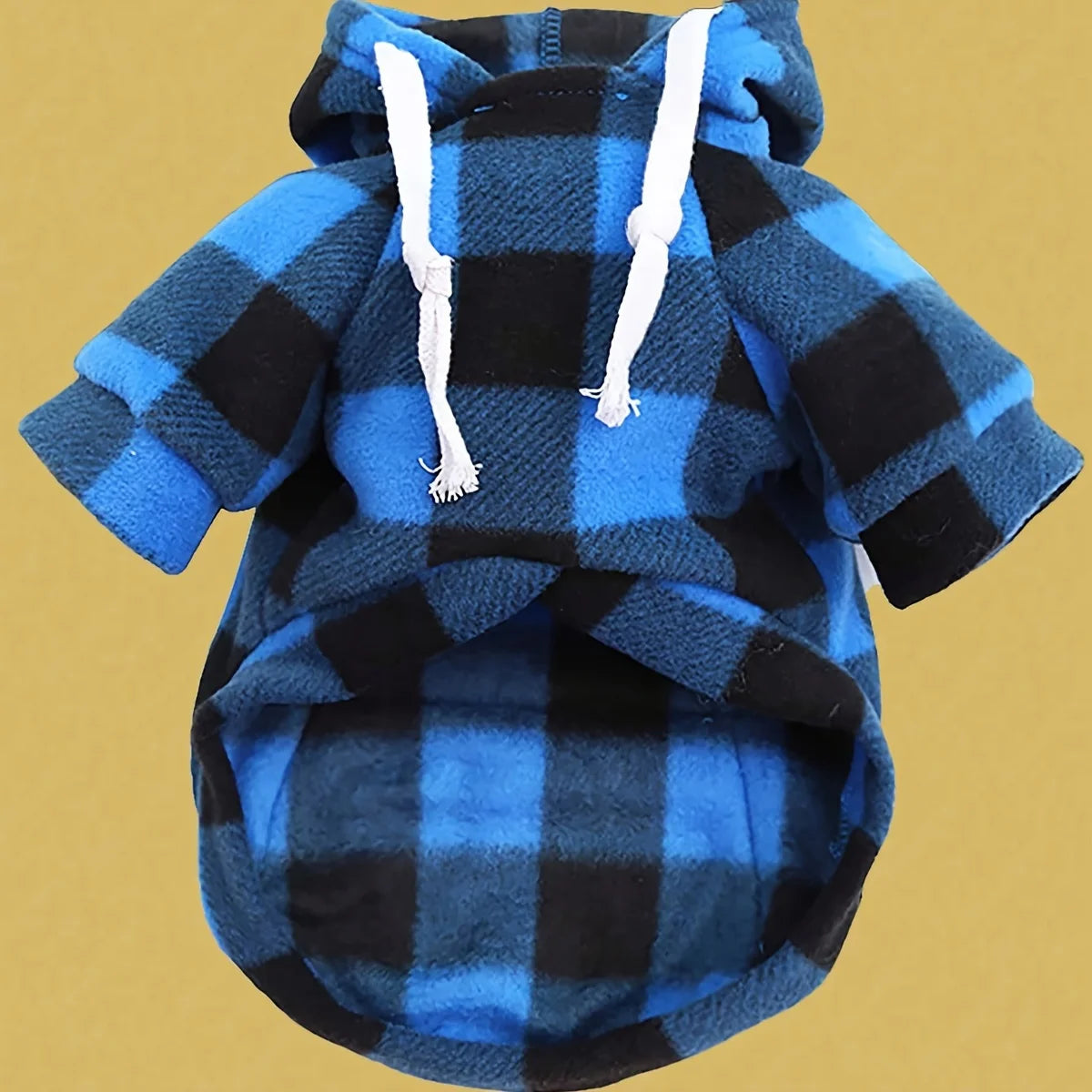 Plaid Fleece Pet Hoodie with Zipper Pocket