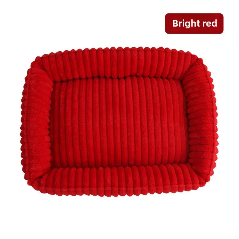 Cozy Rectangle Plush Pet Bed with Removable Cover