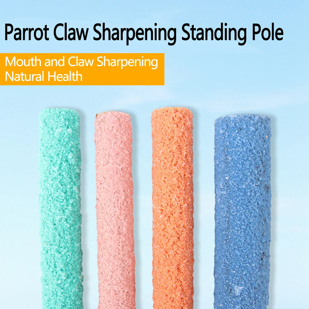 Colored Quartz Sand Bird Perch with Natural Wood Base