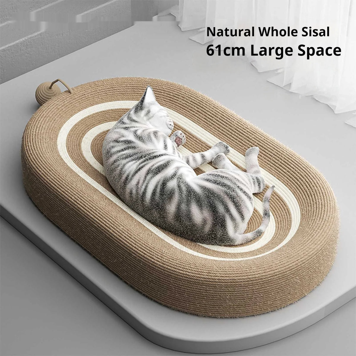 Oval Sisal Cat Scratcher Pad with Comfortable Resting Surface