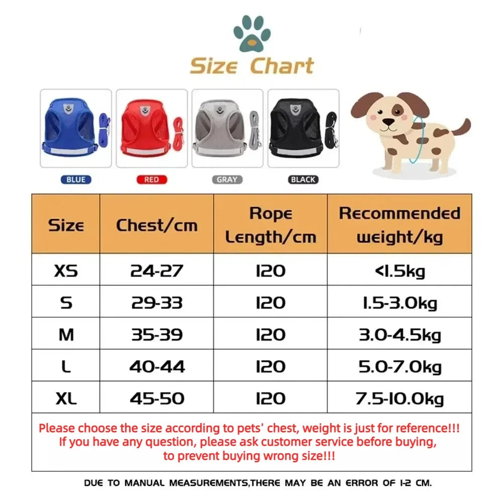 Adjustable Escape-Proof Mesh Harness and Leash Set for Cats and Small Dogs