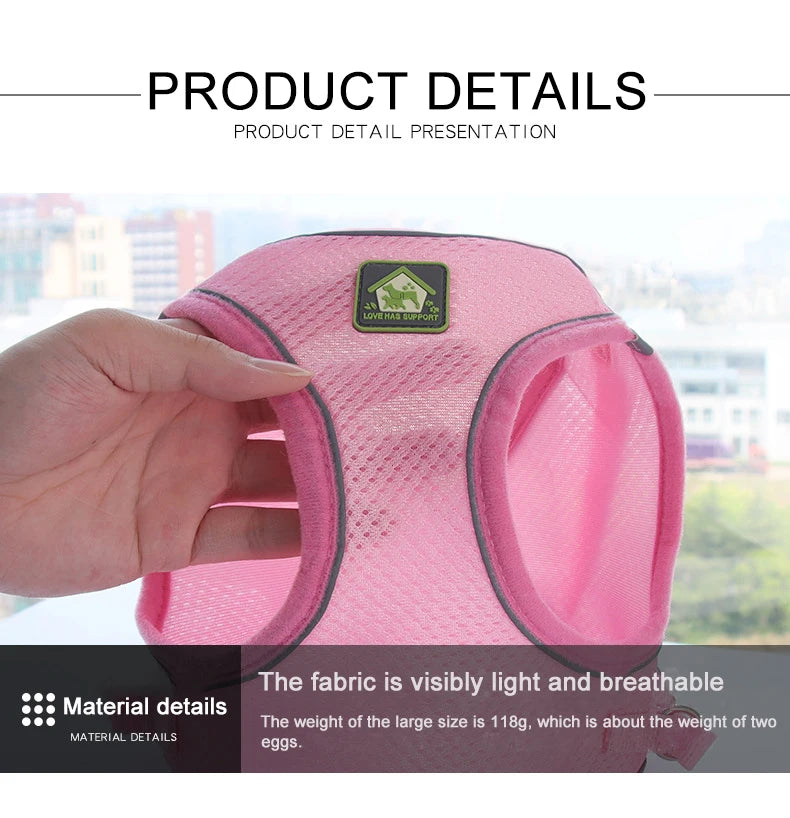 Adjustable Mesh Dog Harness Vest for Small and Medium Pets