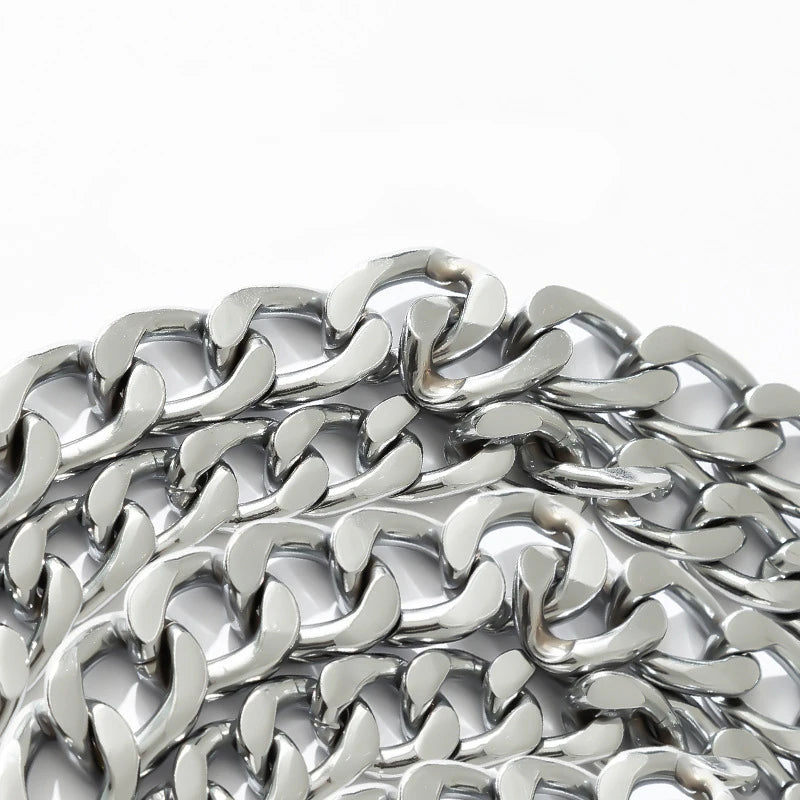 Silver heavy-duty anti-chew metal dog leash with a soft handle for training